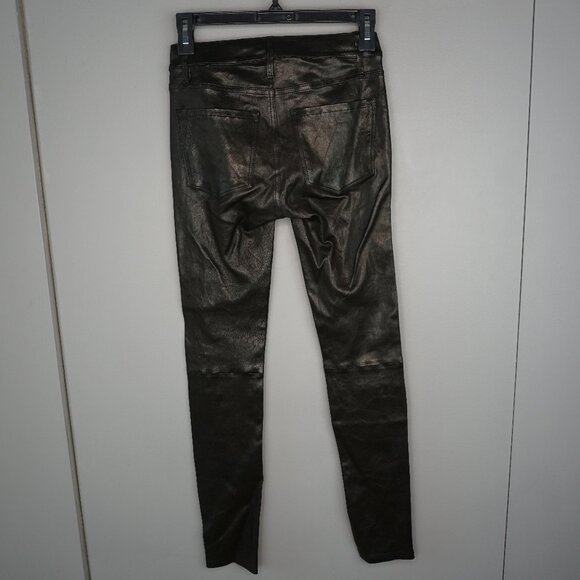 New Frame Le Skinny de Jeanne Mid-Rise Leather Pants in Washed Black size 23 - Picture 10 of 16
